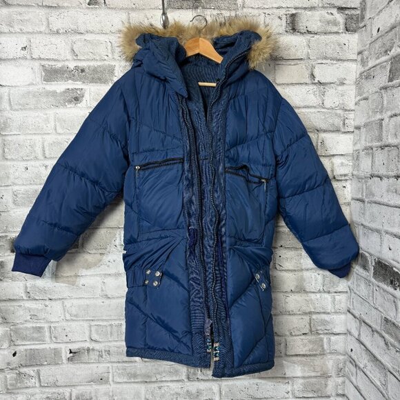 Vintage Inuit Parka Coat Goose Down Puffer Jacket Fur Trim Hood - Picture 8 of 16